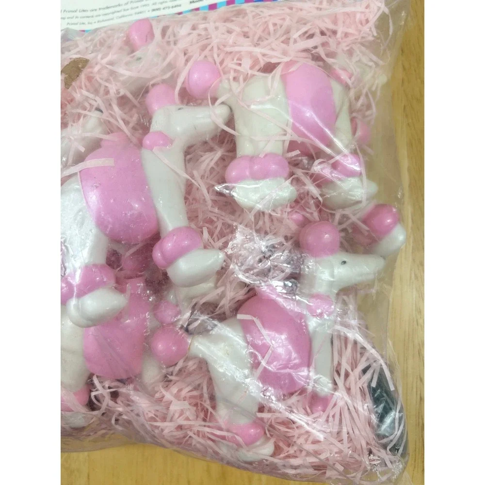 VTG Primal Lite Poodle String Lights Pink 1995 Retro Kitsch 14 ft Deadstock NOS